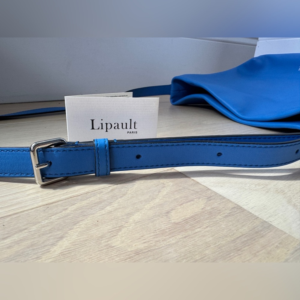 Lipault By The Seine Large Leather Bucket Bag Cobalt Blue Purse Crossbody Tote - Picture 13 of 16
